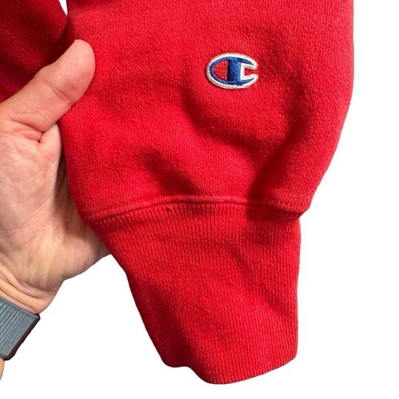 Vtg Champion Reverse Weave Red Embroidered Sweatshirt Sz M Unisex Athleisure - Picture 3 of 7